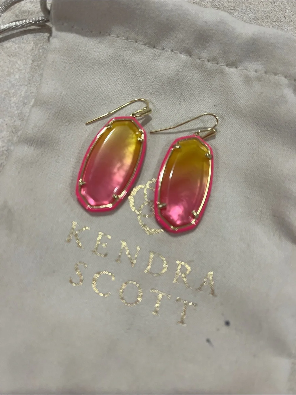 Kendra Scott Pink and Yellow Ombre Elle-Style Drop Earrings